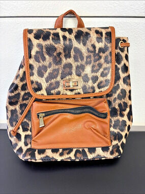 Leopard Print Backpack Brown